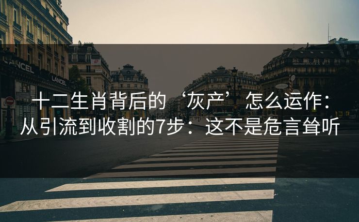十二生肖背后的‘灰产’怎么运作：从引流到收割的7步：这不是危言耸听