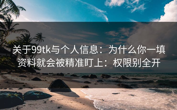 关于99tk与个人信息:为什么你一填资料就会被精准盯上:权限别全开 关于99tk与个人信息:为什么你一填资料就会被精准盯上:权限别全开